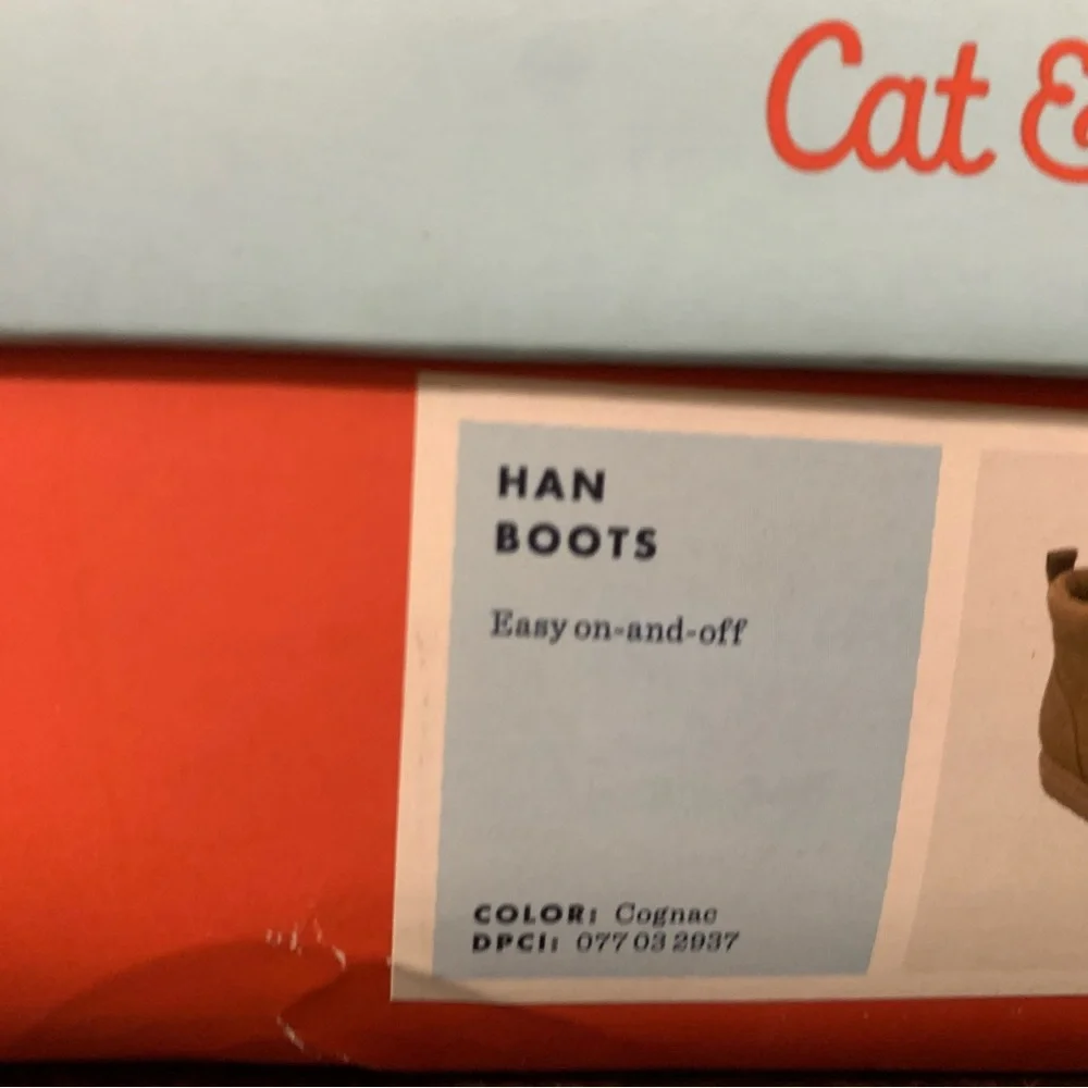Little boy’s Cat & Jack size 7 NWT’s boots; color is cognac (brown)